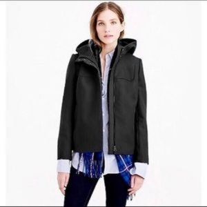 EUC J.Crew Wool Melton Hooded Bib Jacket in Black (size 6)